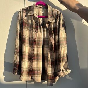 Plaid Men's Shirt - Beige and Red